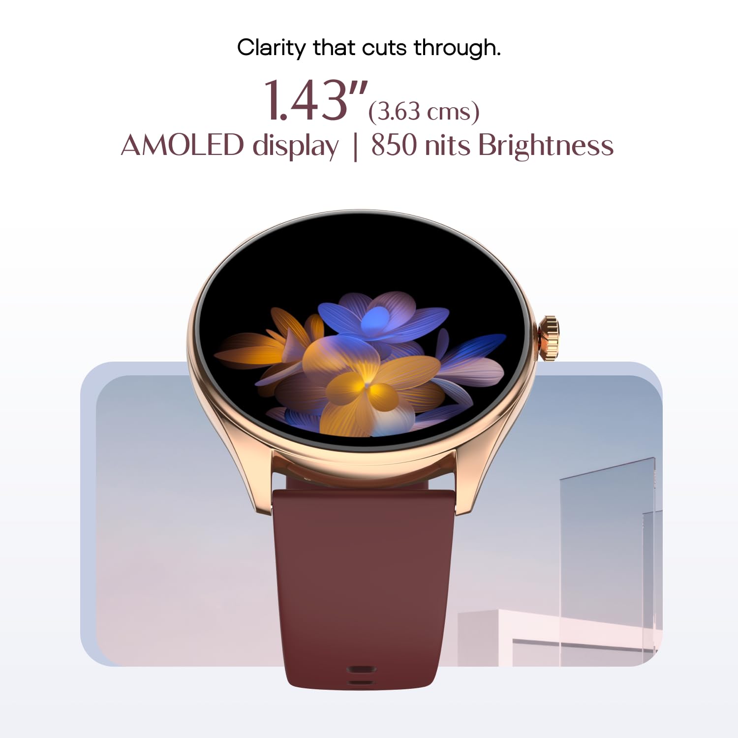 Noise Twist 2 Smart Watch with 1.43” AMOLED Screen, AI Search & Voice Assistant, Bluetooth Calling, Stainless Steel Back, 7-Day Battery, 100+ Watch Faces, Health Suite, IP68 (Deep Wine) - Image 2