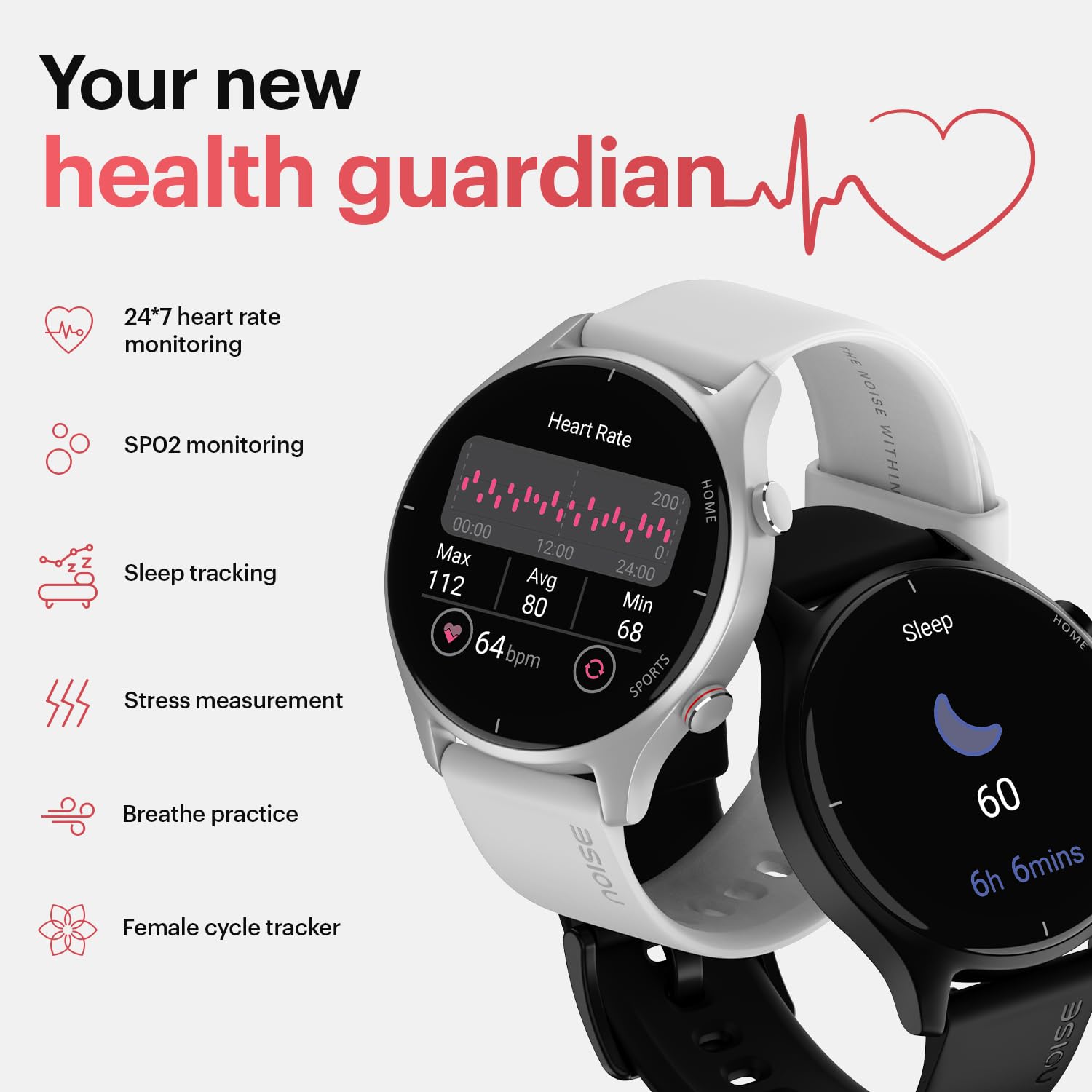 Noise Twist Round dial Smart Watch with Bluetooth Calling, 1.38" TFT Display, up-to 7 Days Battery, 100+ Watch Faces, IP68, Heart Rate Monitor, Sleep Tracking (Jet Black) - Image 3