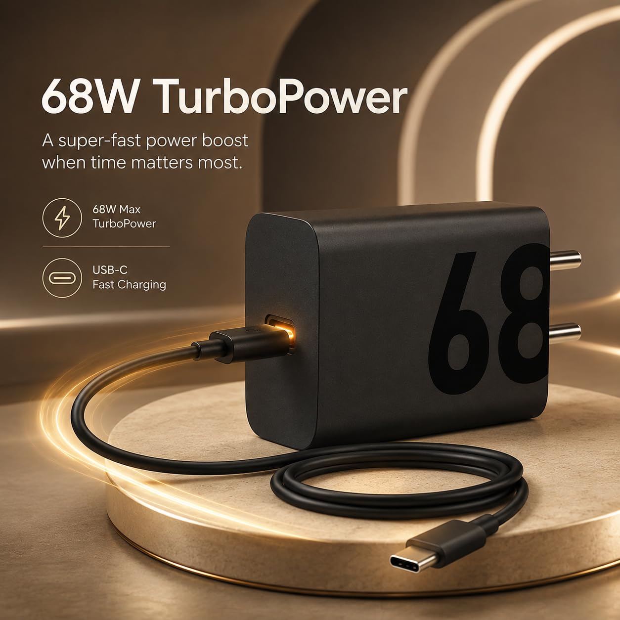 AILKIN 68W TurboPower Fast Charger Adapter | USB-C Type-C PD Charger Compatible with Moto Edge 40, Edge 30, G84, G73 & Other USB-C Devices - Image 2