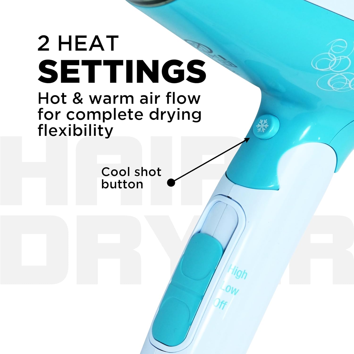 Havells HD3151 1200 W Foldable Hair Dryer; 3 Heat (Hot/Cool/Warm) Settings Including Cool Shot Button; Heat Balance Technology, Turquoise - Image 3