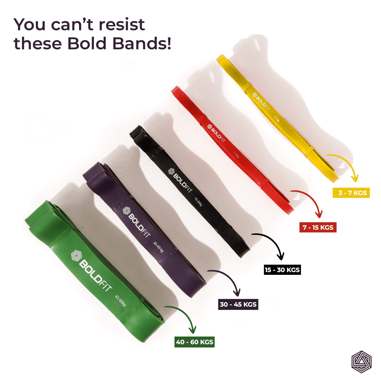 Boldfit Heavy Resistance Band for Workout & Exercise Pull Up, Stretching & Toning Bands for Men & Women Resistance Band Set for Home & Gym Workouts (Yellow, Red,Black) - Image 3