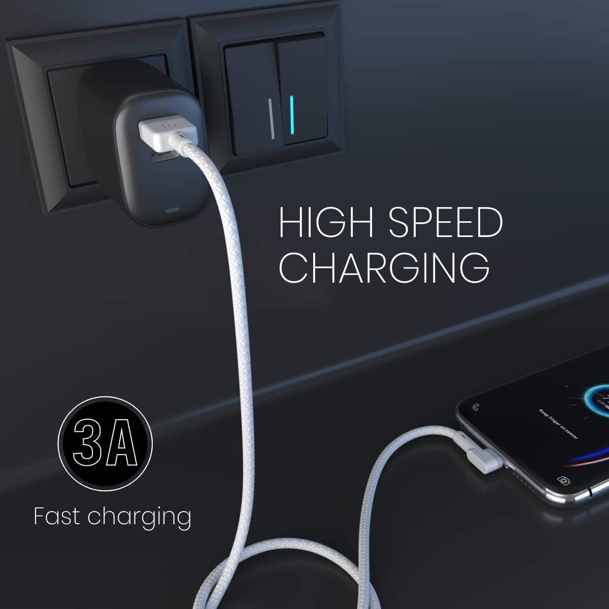Portronics Konnect L POR-1403 Fast Charging 3A Type-C Cable 1.2 Meter with Charge & Sync Function for All Type-C Devices (White) - Image 2