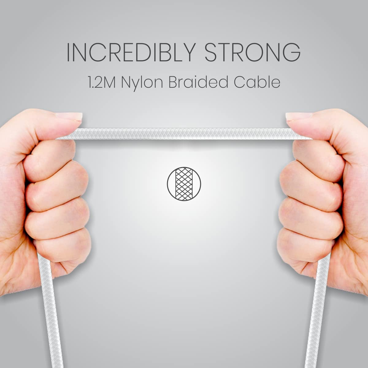 Portronics Konnect L POR-1403 Fast Charging 3A Type-C Cable 1.2 Meter with Charge & Sync Function for All Type-C Devices (White) - Image 3