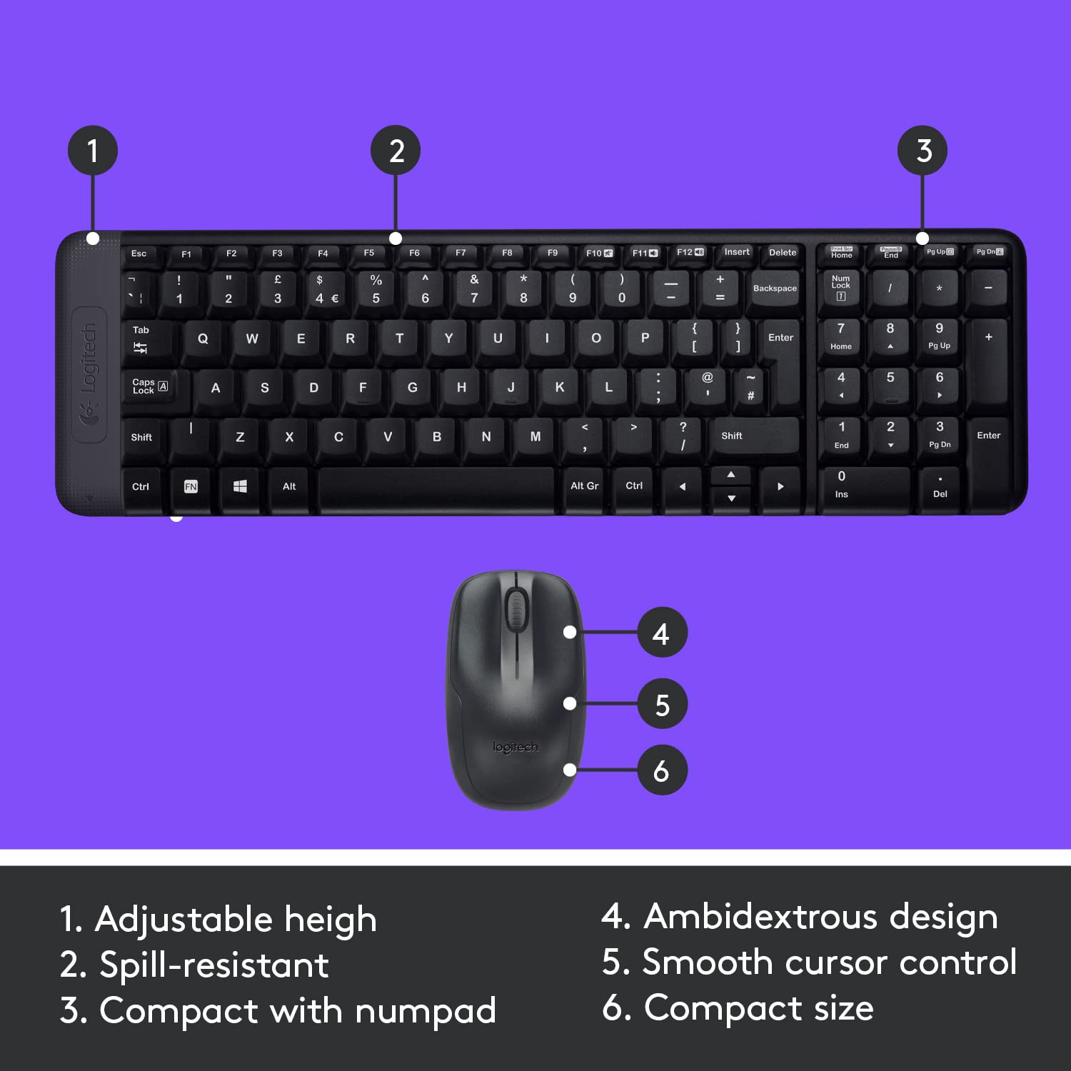 ogitech MK215 Wireless Keyboard and Mouse Combo for Windows, 2.4 GHz Wireless, Compact Design, 2-Year Battery Life(Keyboard),5 Month Battery Life(Mouse) PC/Laptop- Black - Image 2