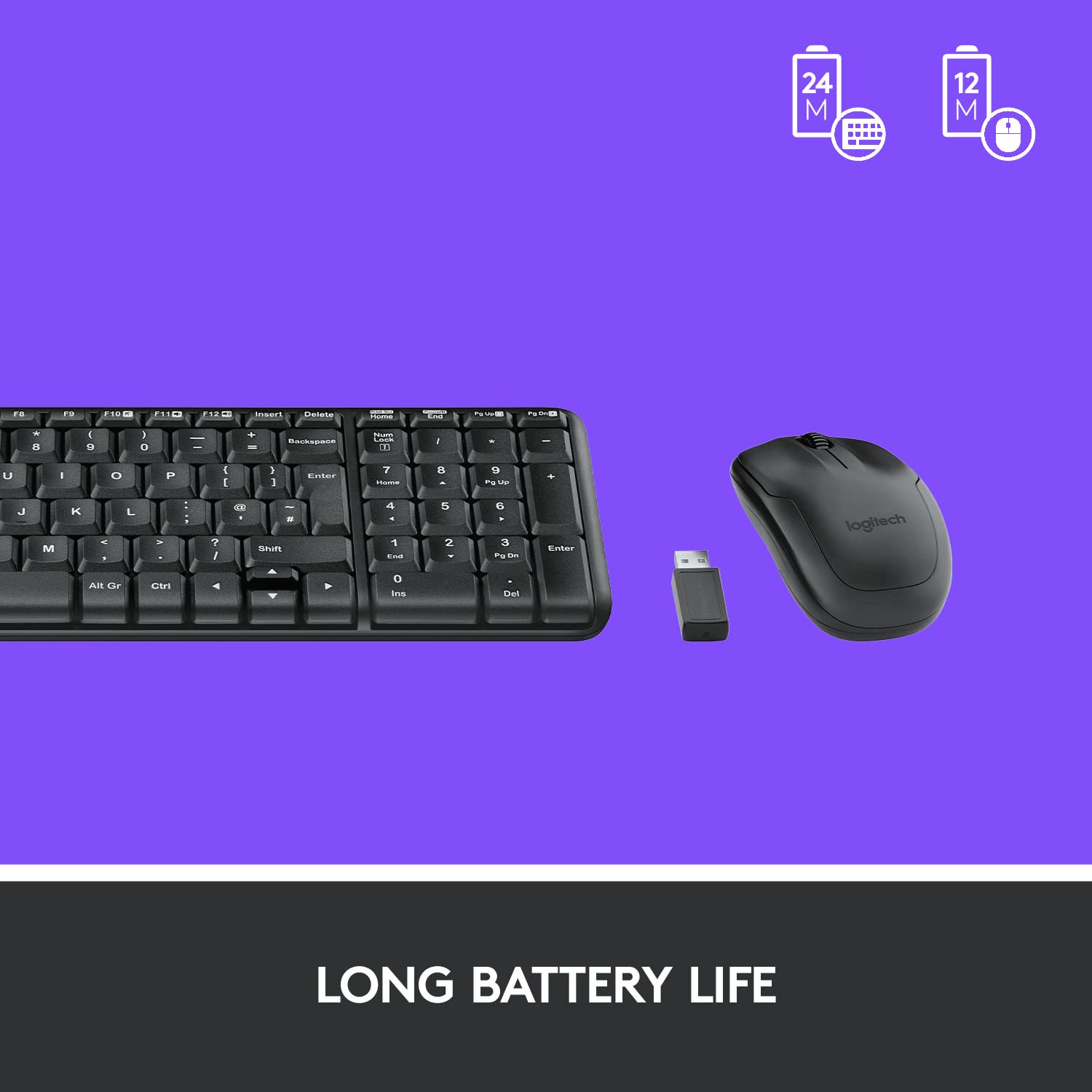 ogitech MK215 Wireless Keyboard and Mouse Combo for Windows, 2.4 GHz Wireless, Compact Design, 2-Year Battery Life(Keyboard),5 Month Battery Life(Mouse) PC/Laptop- Black - Image 3