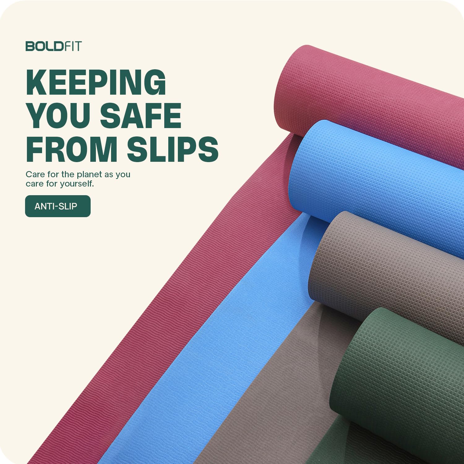Boldfit Yoga Mats For Women and Men Exercise For Home Workout Gym Anti Slip EVA Material Yoga Mat 4Mm For Kids Gym Mats - Green - Image 2