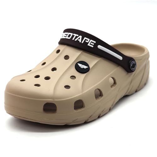 Red Tape Designer Comfortable Clogs, Sandals With Adjustable Back Strap For Men Beige - 9 Uk